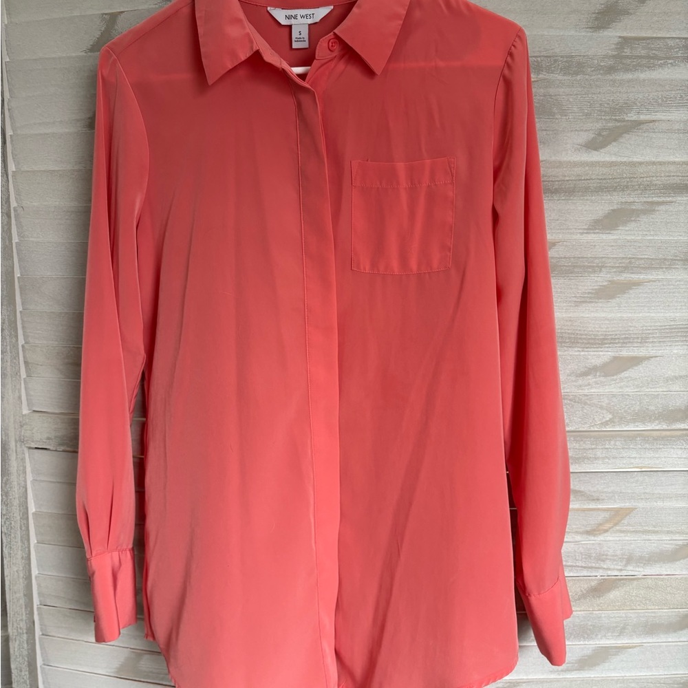 Nine West Coral Button-Up Blouse